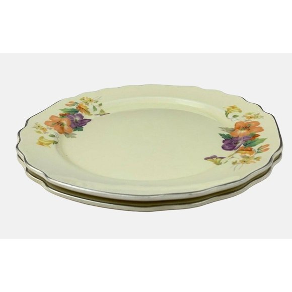 Vintage W.S. George Lido Canarytone Pair of Salad Plates Floral Pattern 7.75" - Picture 8 of 8